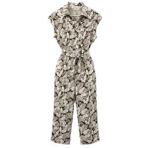 NWOT &merci Tropical Shortsleeve Tie Waist Jumpsuit Medium